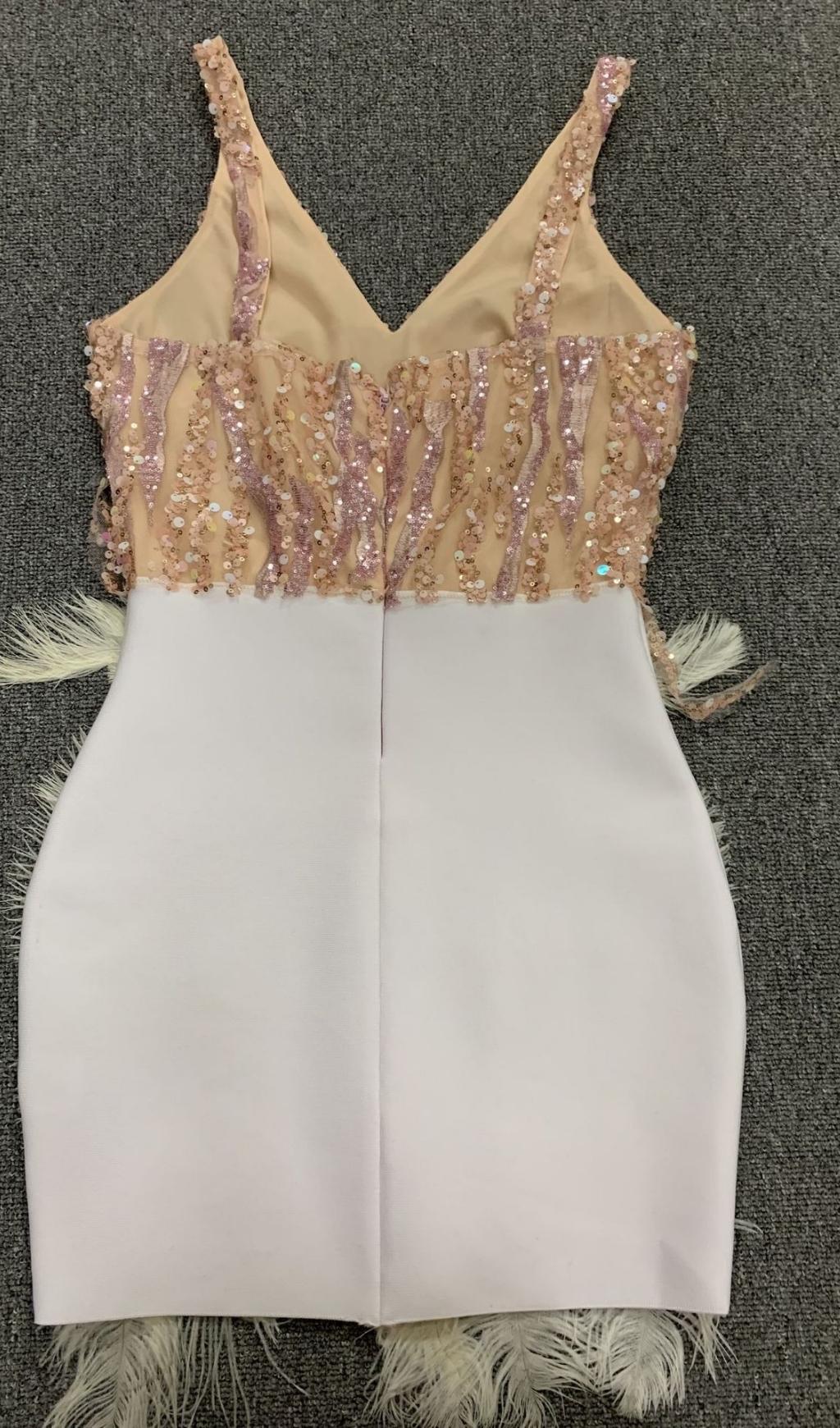 FEATHER SEQUIN MINI DRESS