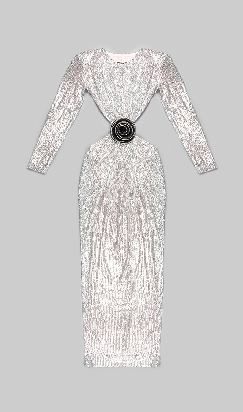 SEQUINN CUTOUT MAXI DRESS IN METALLIC DRESS styleofcb