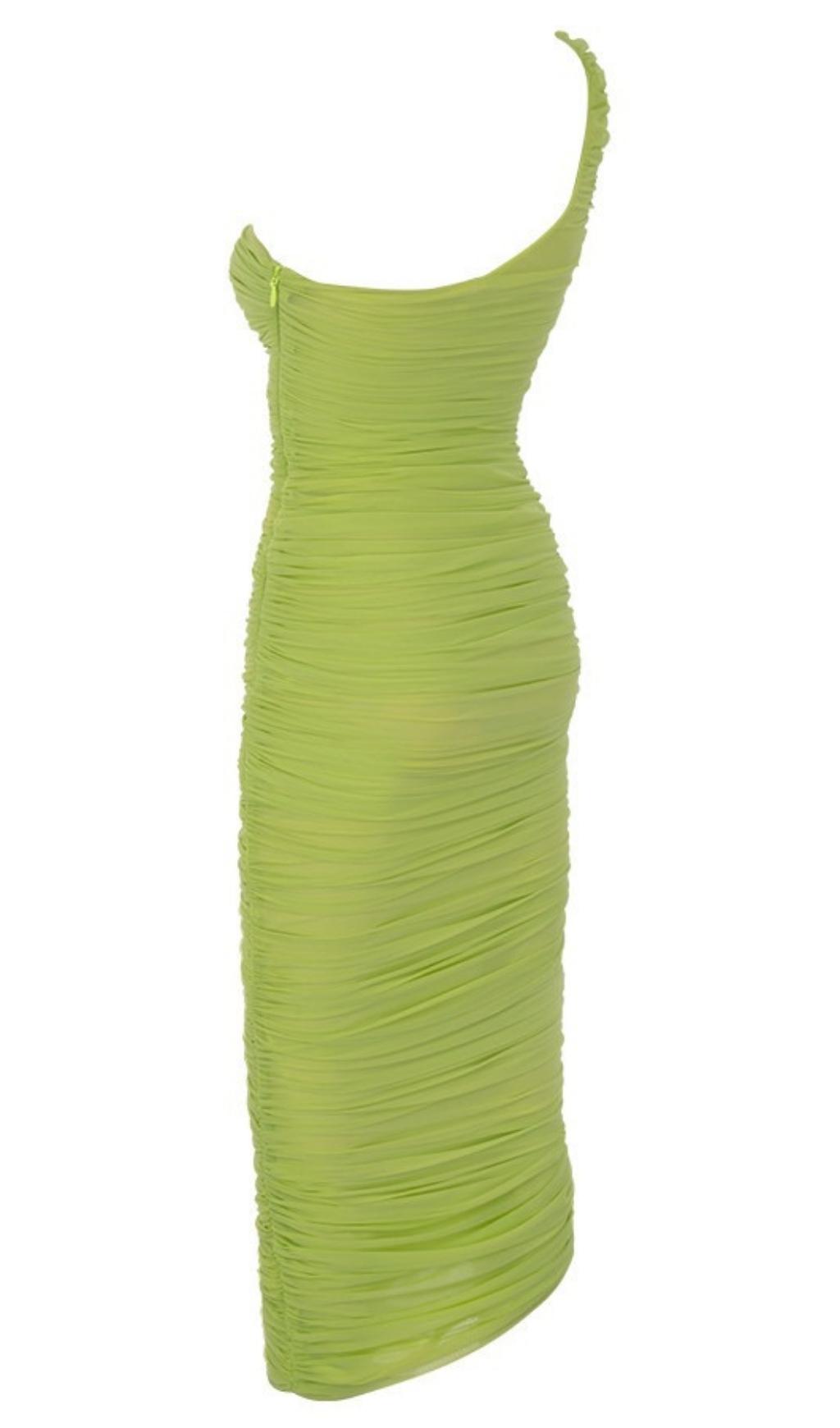ONE SHOULDER MAXI DRESS IN GREEN Dresses styleofcb