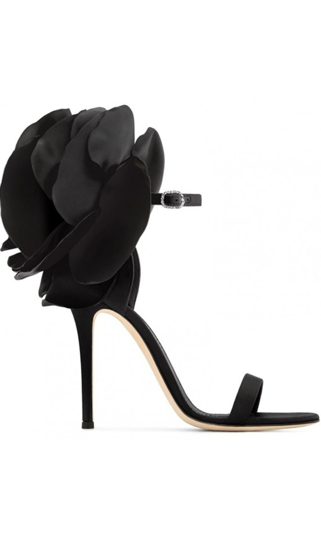 SEXY BIG FLOWER STILETTO HIGH HEELS Shoes styleofcb 34 BLACK