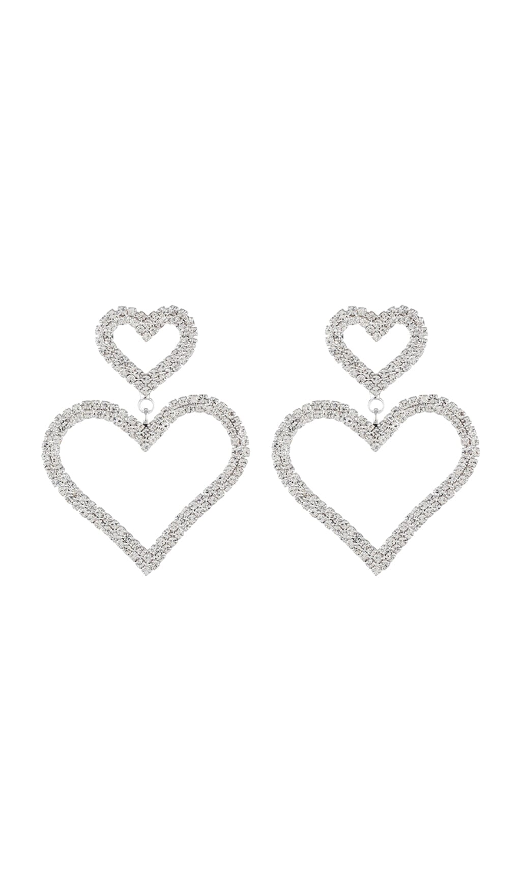 GOLD DIAMANTE HEART SHAPE DROP EARRINGS JEWELLERY styleofcb