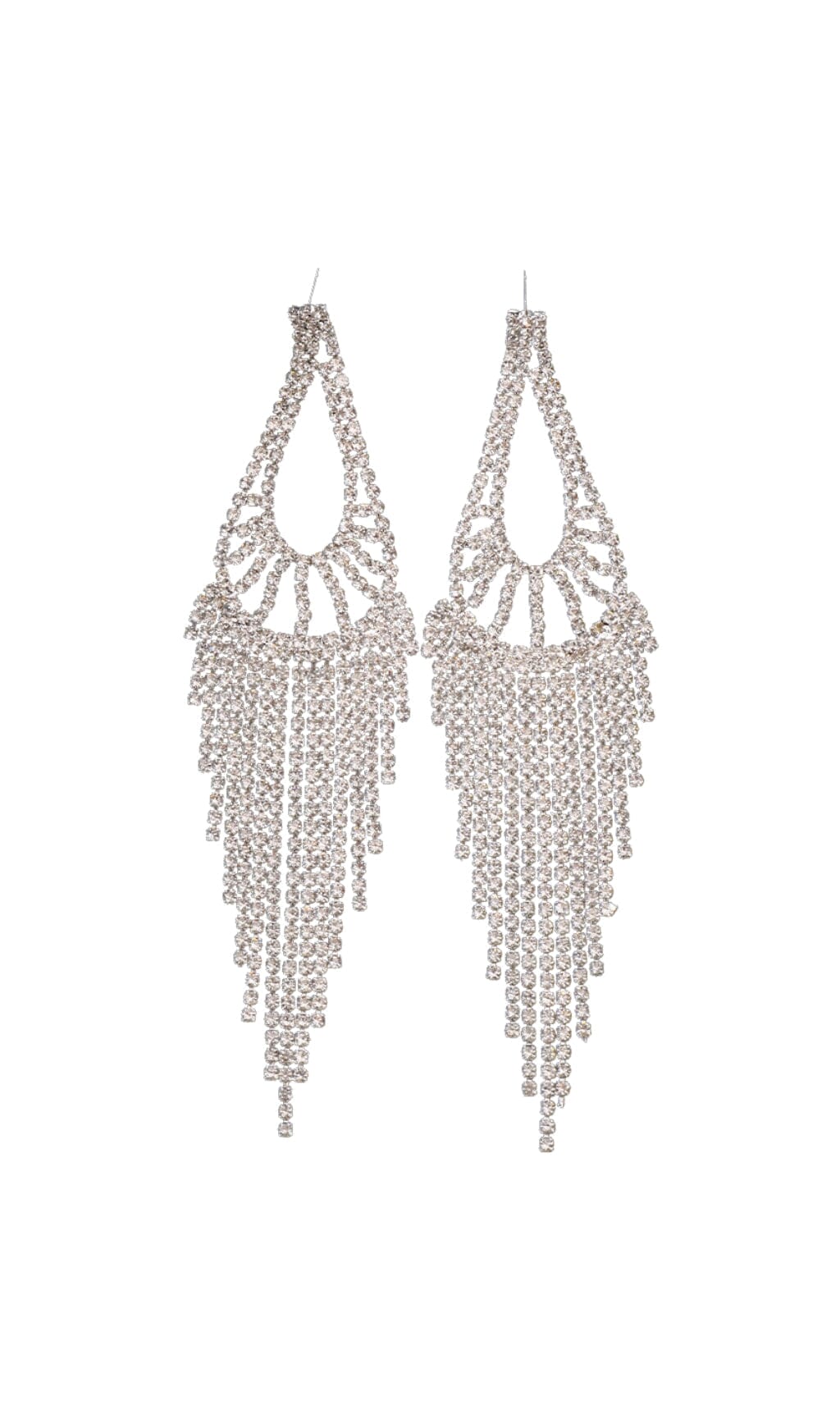 GOLD DIAMANTE TEARDROP TASSEL EARRINGS JEWELLERY styleofcb