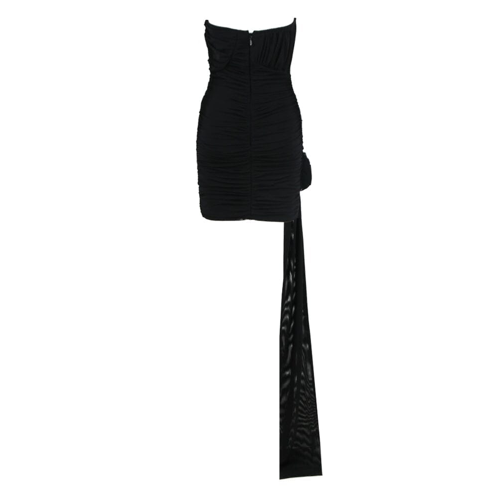 3D FLOWER STRAPLESS MINI DRESS IN BLACK DRESS STYLE OF CB
