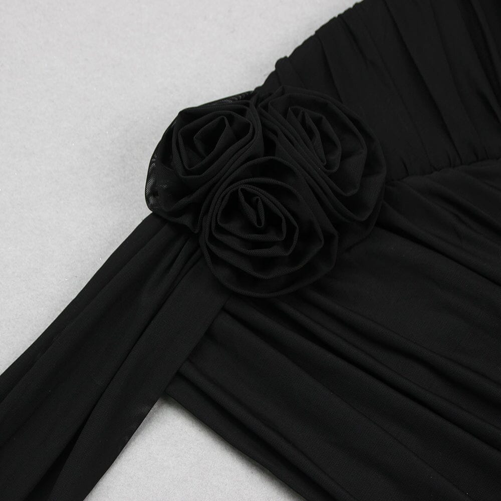 3D FLOWER STRAPLESS MINI DRESS IN BLACK DRESS STYLE OF CB