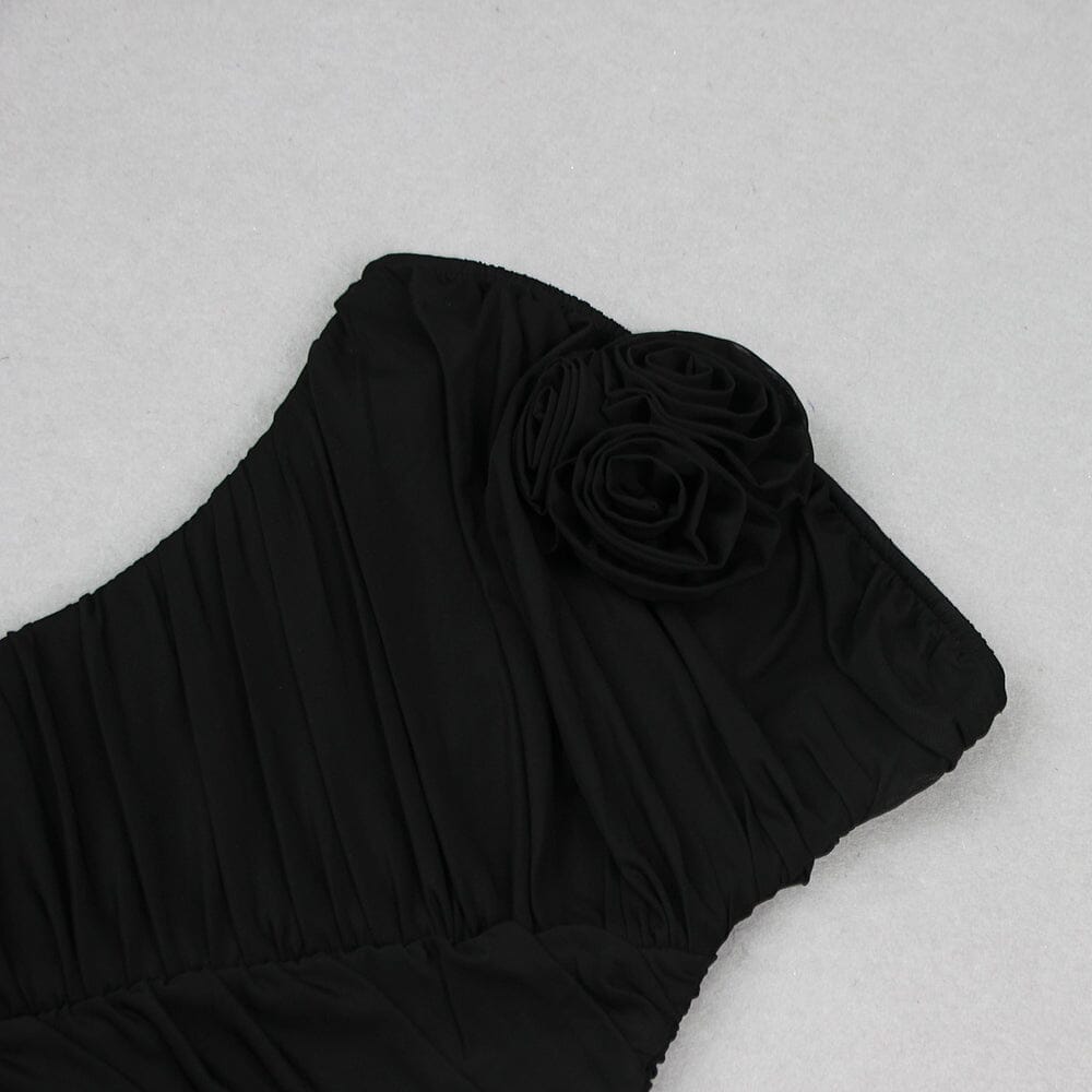3D FLOWER STRAPLESS MINI DRESS IN BLACK DRESS STYLE OF CB