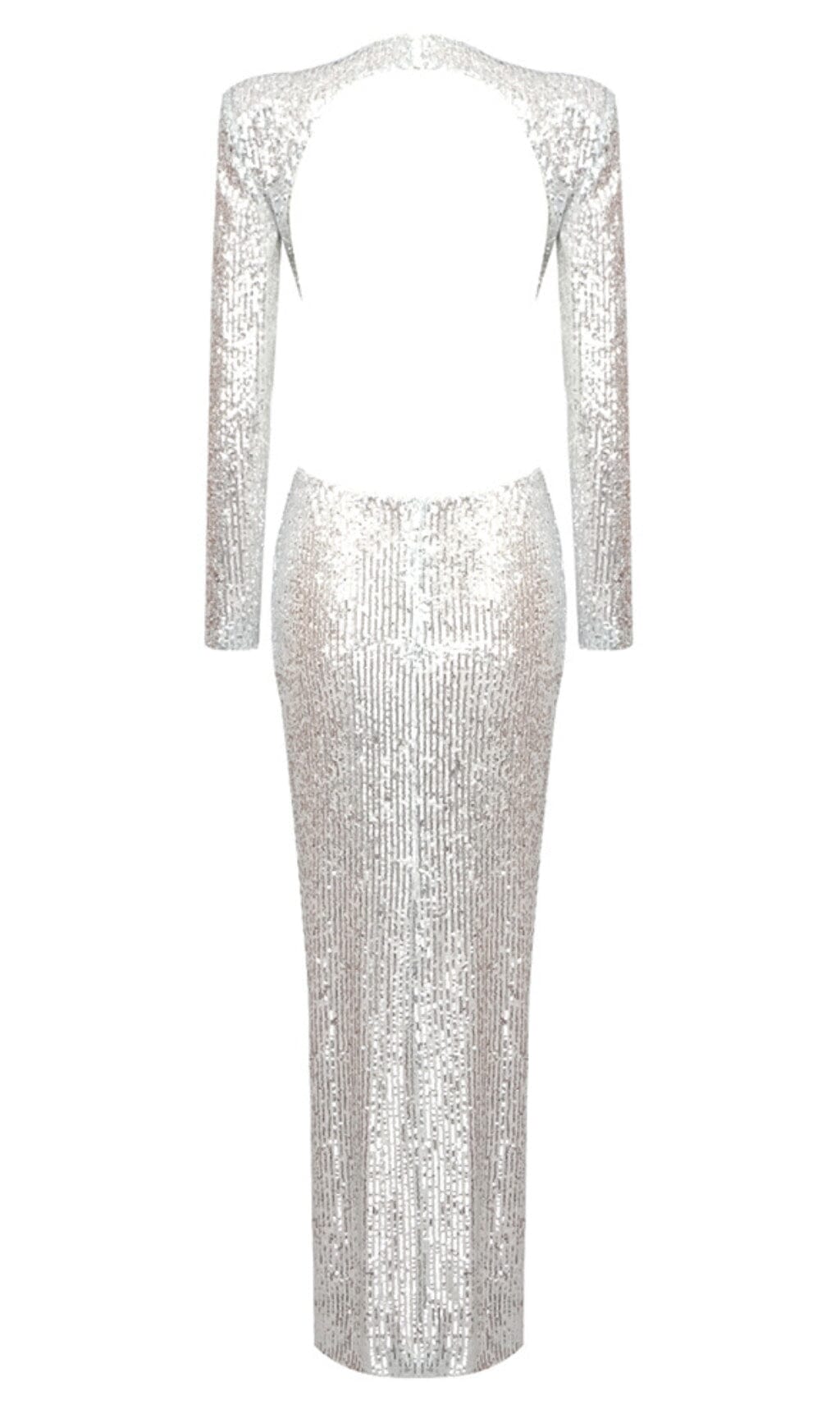 SEQUINN CUTOUT MAXI DRESS IN METALLIC DRESS styleofcb