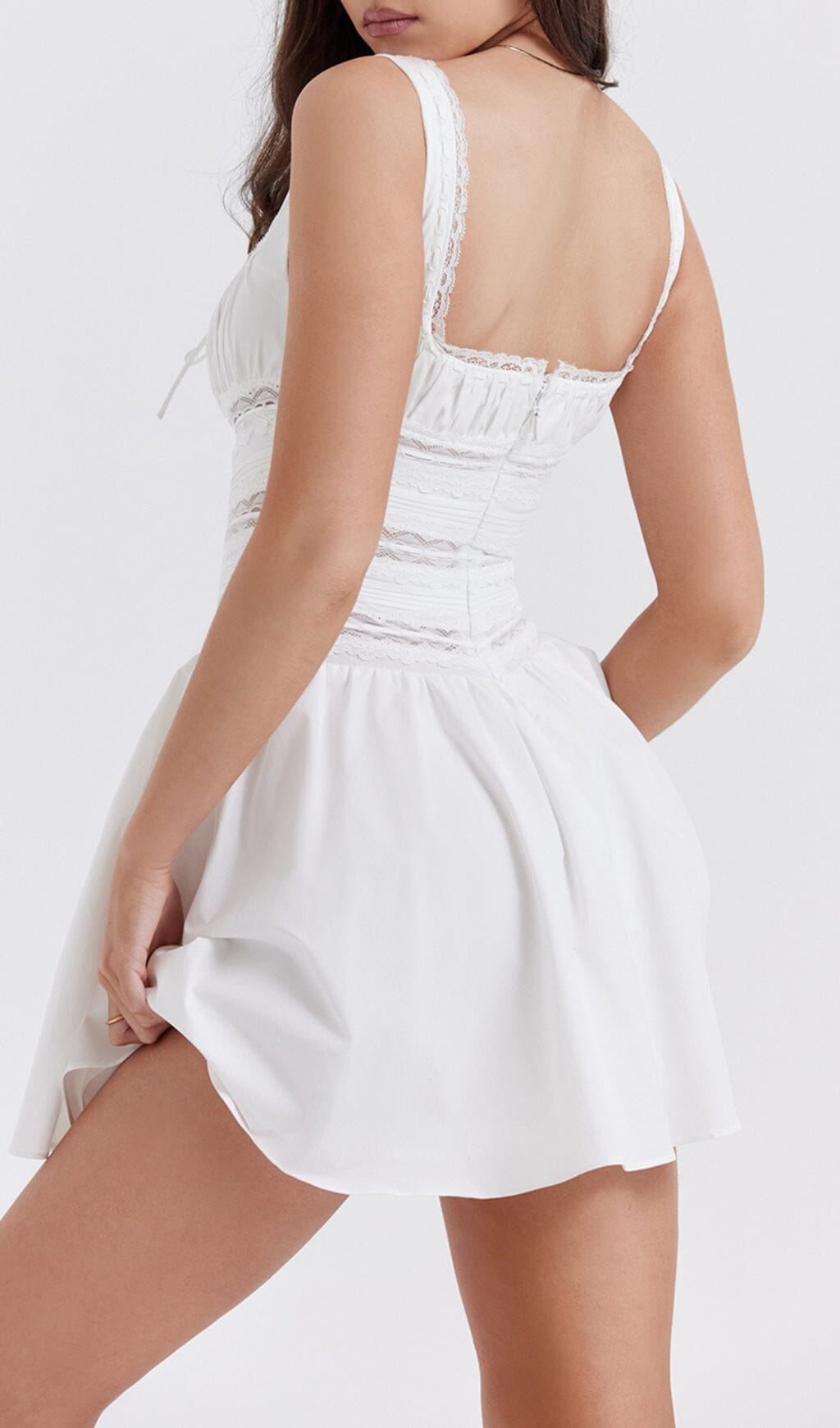 WHITE LACE TRIM MINI DRESS styleofcb