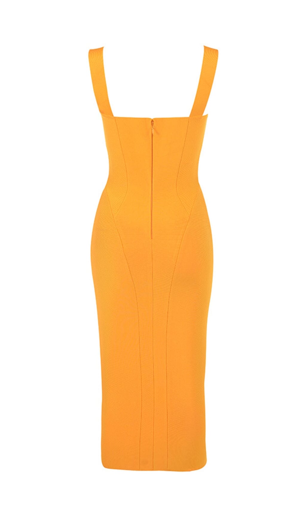 GOOSE YELLOW SLEEVELESS SLIM-FIT SUSPENDER DRESS styleofcb
