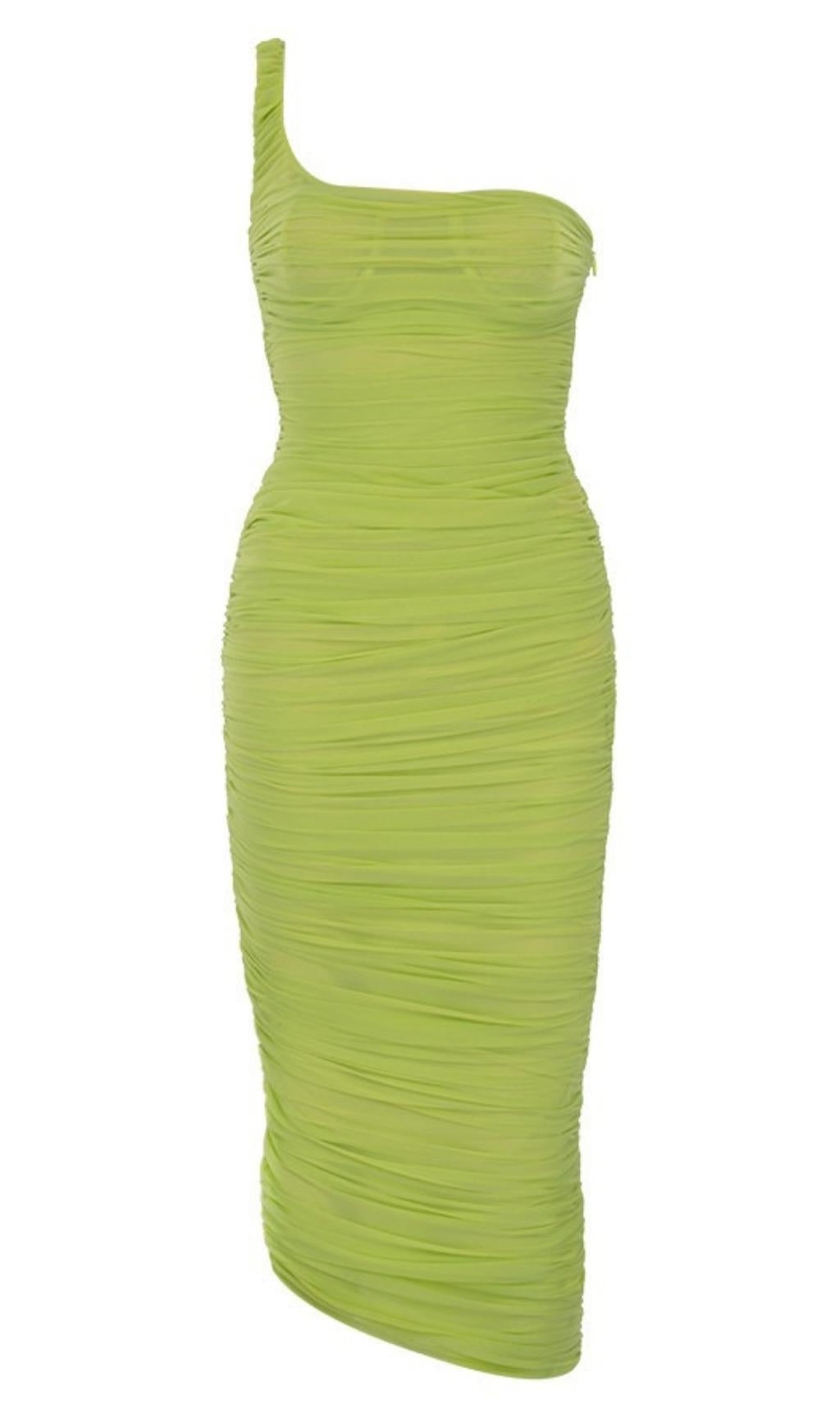 ONE SHOULDER MAXI DRESS IN GREEN Dresses styleofcb
