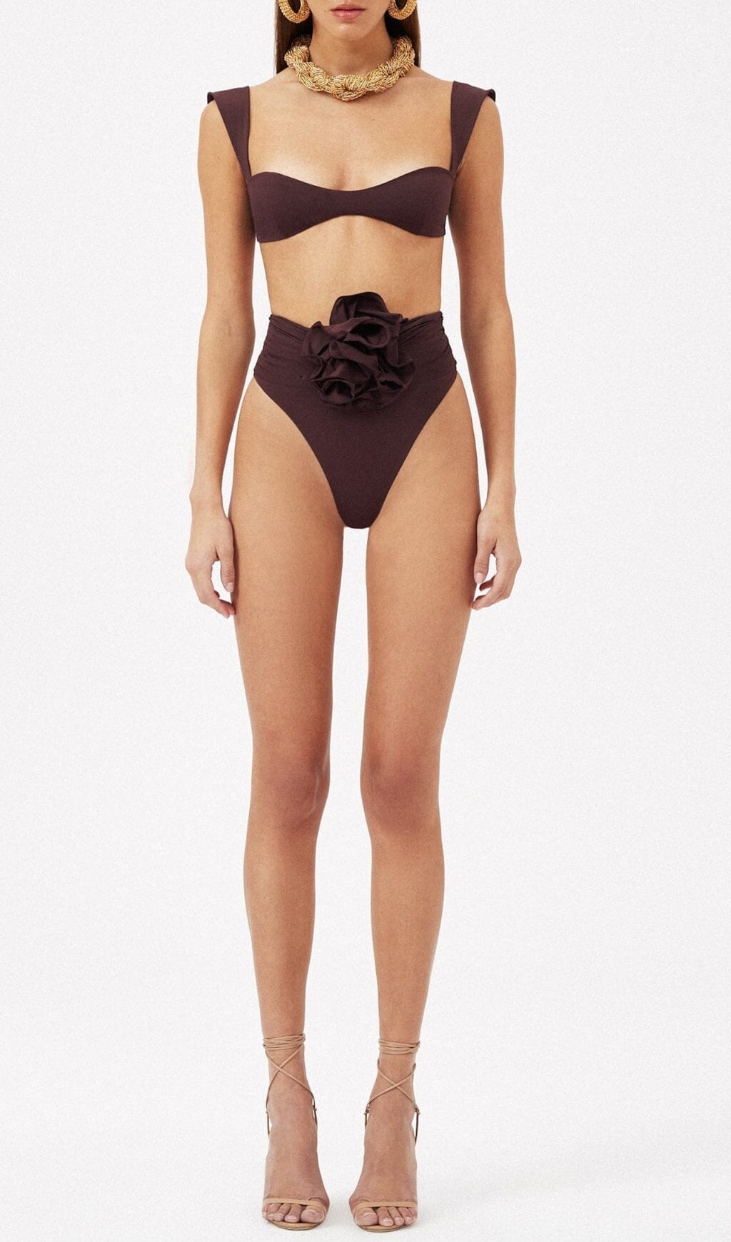 ROSE EMBELLISHED BIKINI SUIT IN BURGUNDY styleofcb