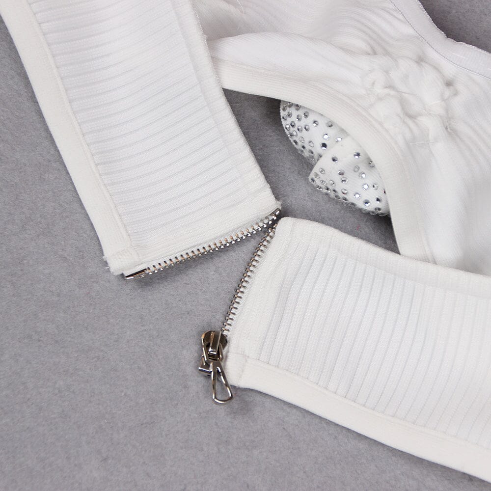 EMBELLISHED TOP WITH HIGH-LOW DRESS IN WHITE DRESS sis label