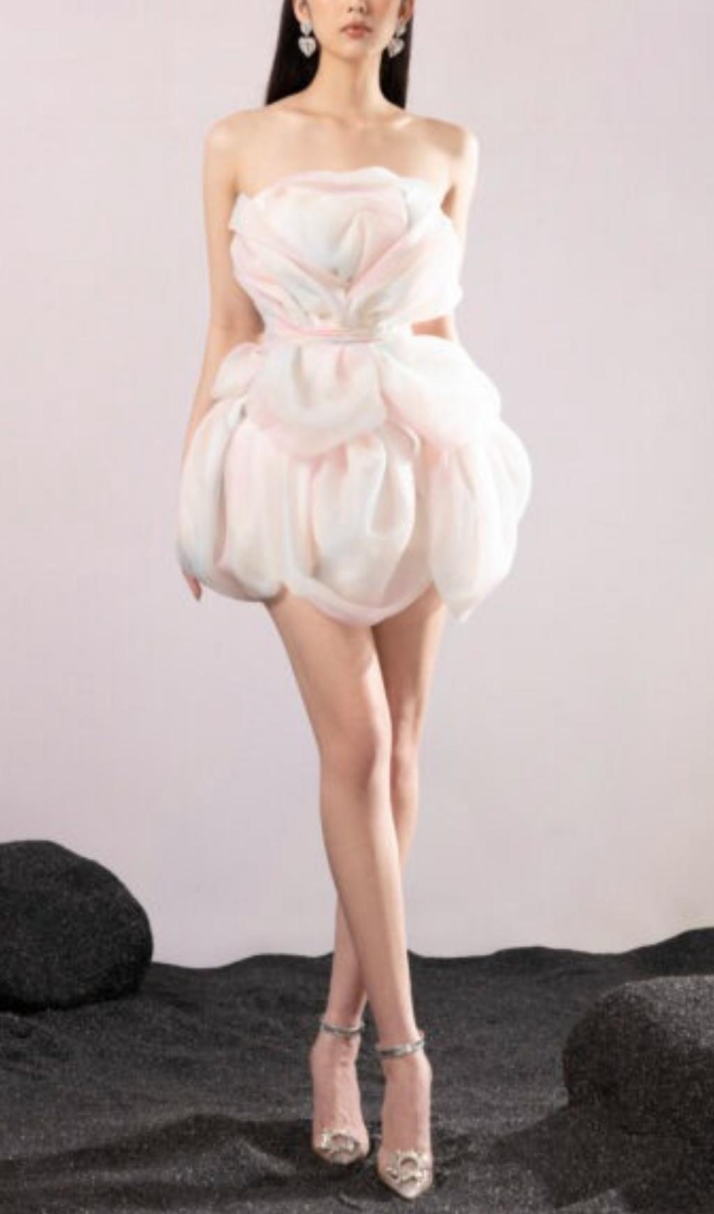 SWIRL HANDMADE ORGANZA MINI DRESS