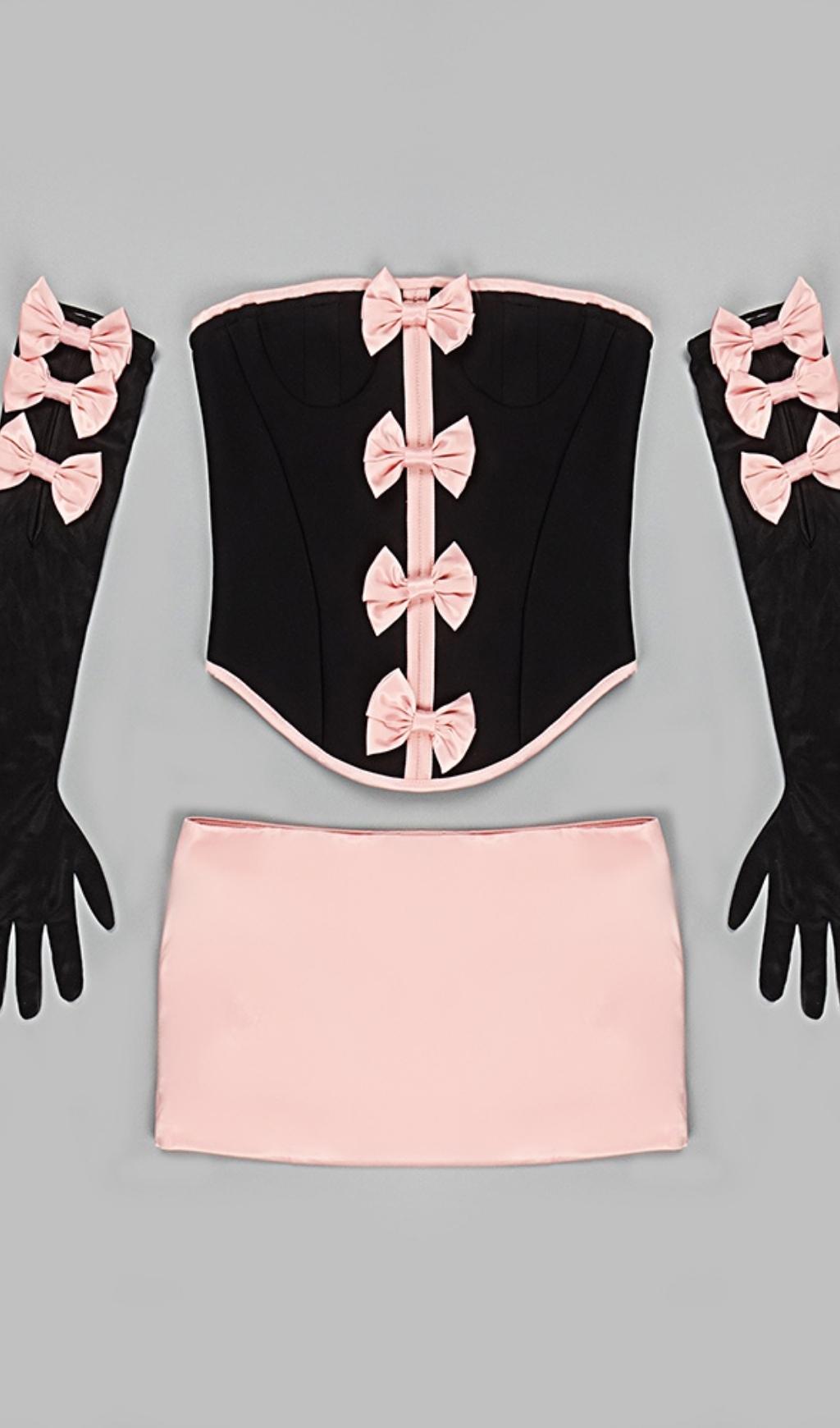 CORSET BOWKNOT TWO PIECE SET