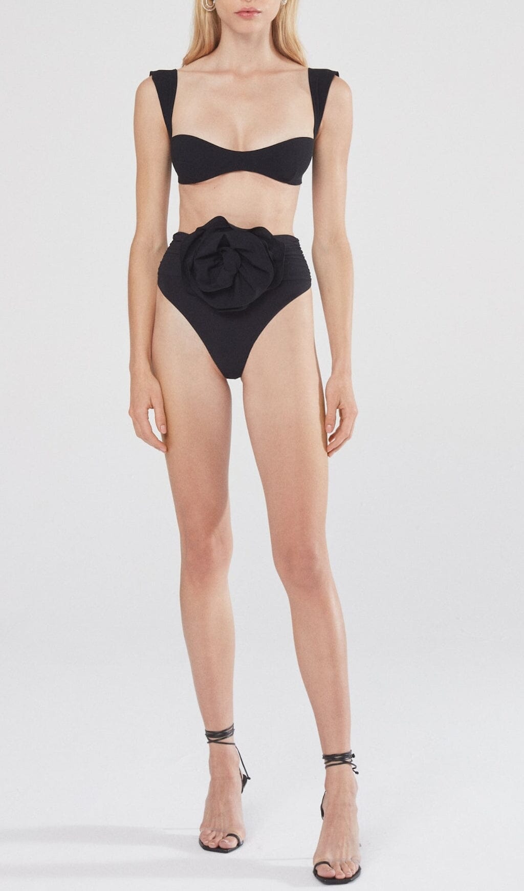 ROSE EMBELLISHED BIKINI SUIT IN BLACK styleofcb