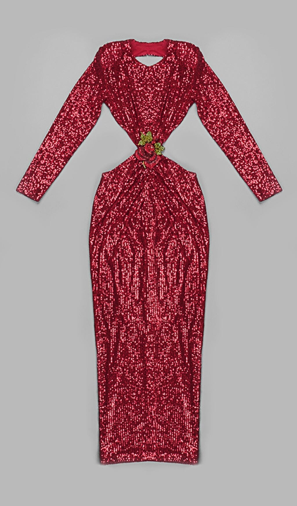 SEQUIN CUTOUT BACKLESS MAXI DRESS IN RED DREESES styleofcb