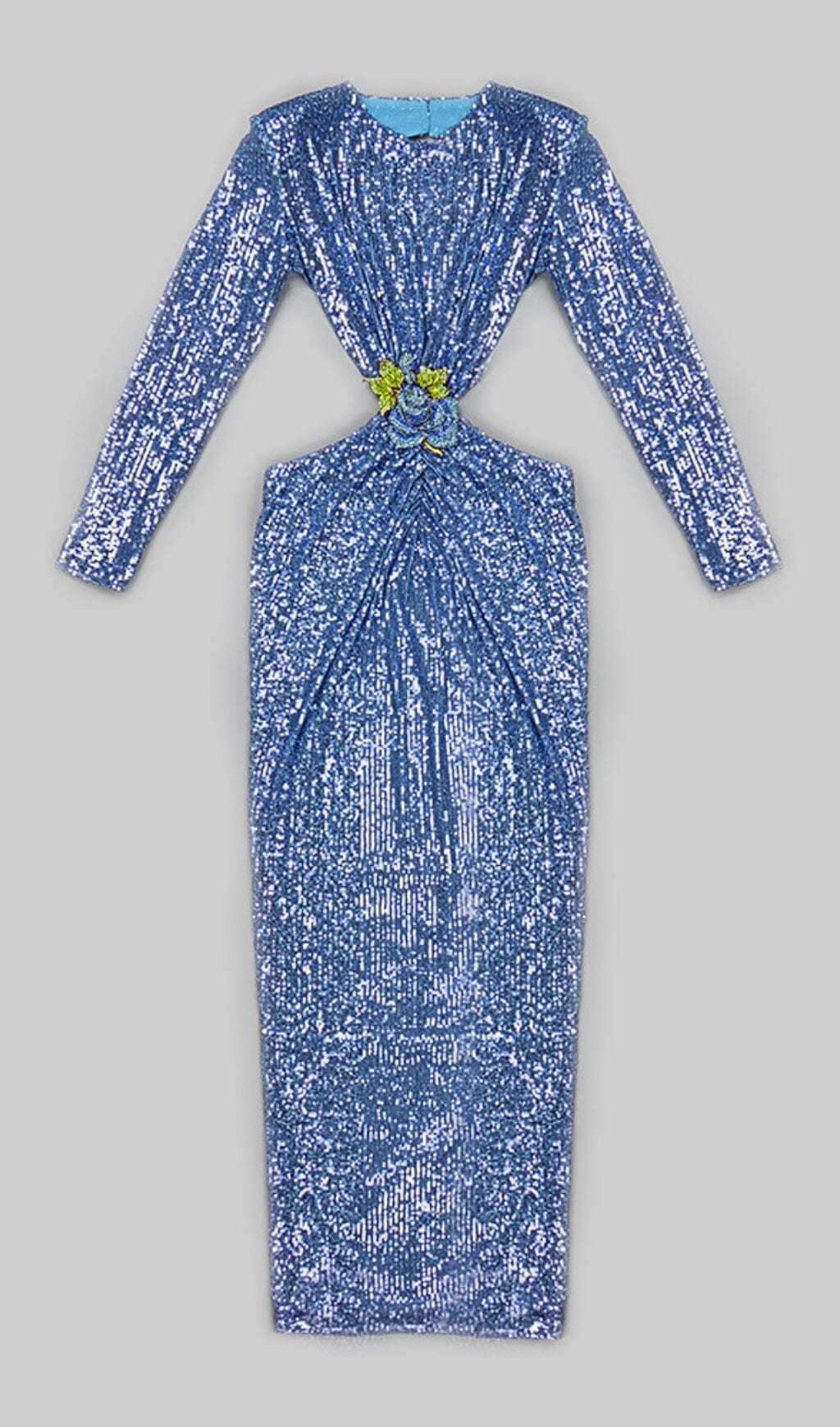 SEQUIN CUTOUT BACKLESS MAXI DRESS IN BLUE DREESES styleofcb