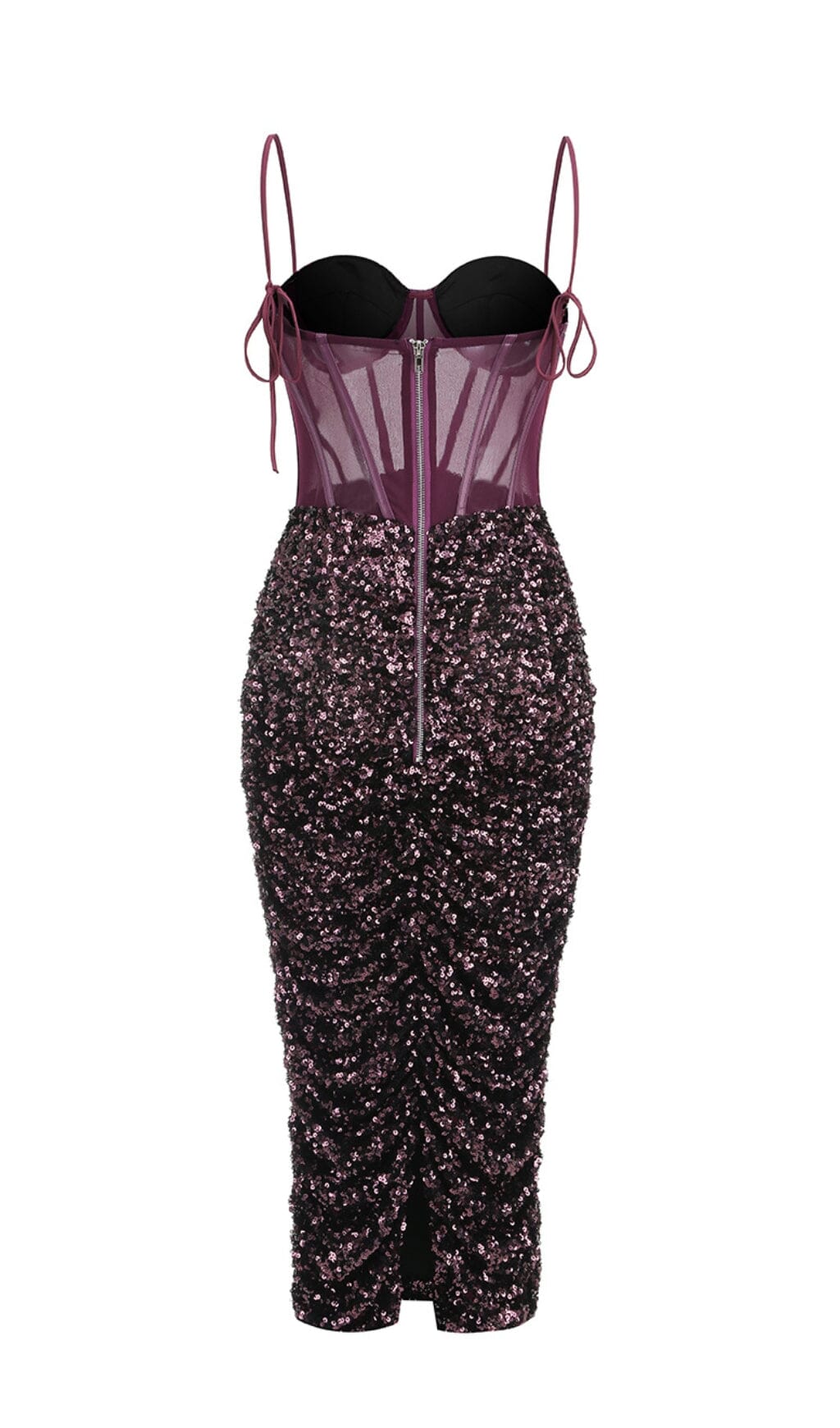 SEQUIN CORSET MIDI DRESS IN WINE styleofcb