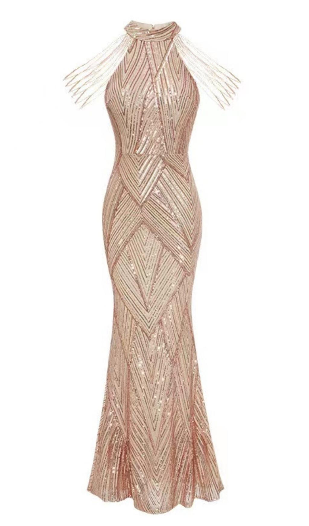 SEQUIN MAXI DRESS Dresses styleofcb S CHAMPAGNE
