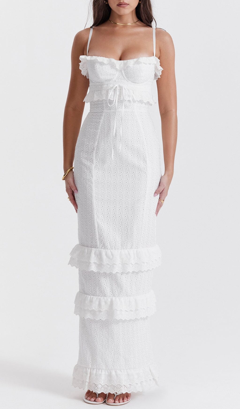 WHITE BRODERIE MAXI DRESS styleofcb