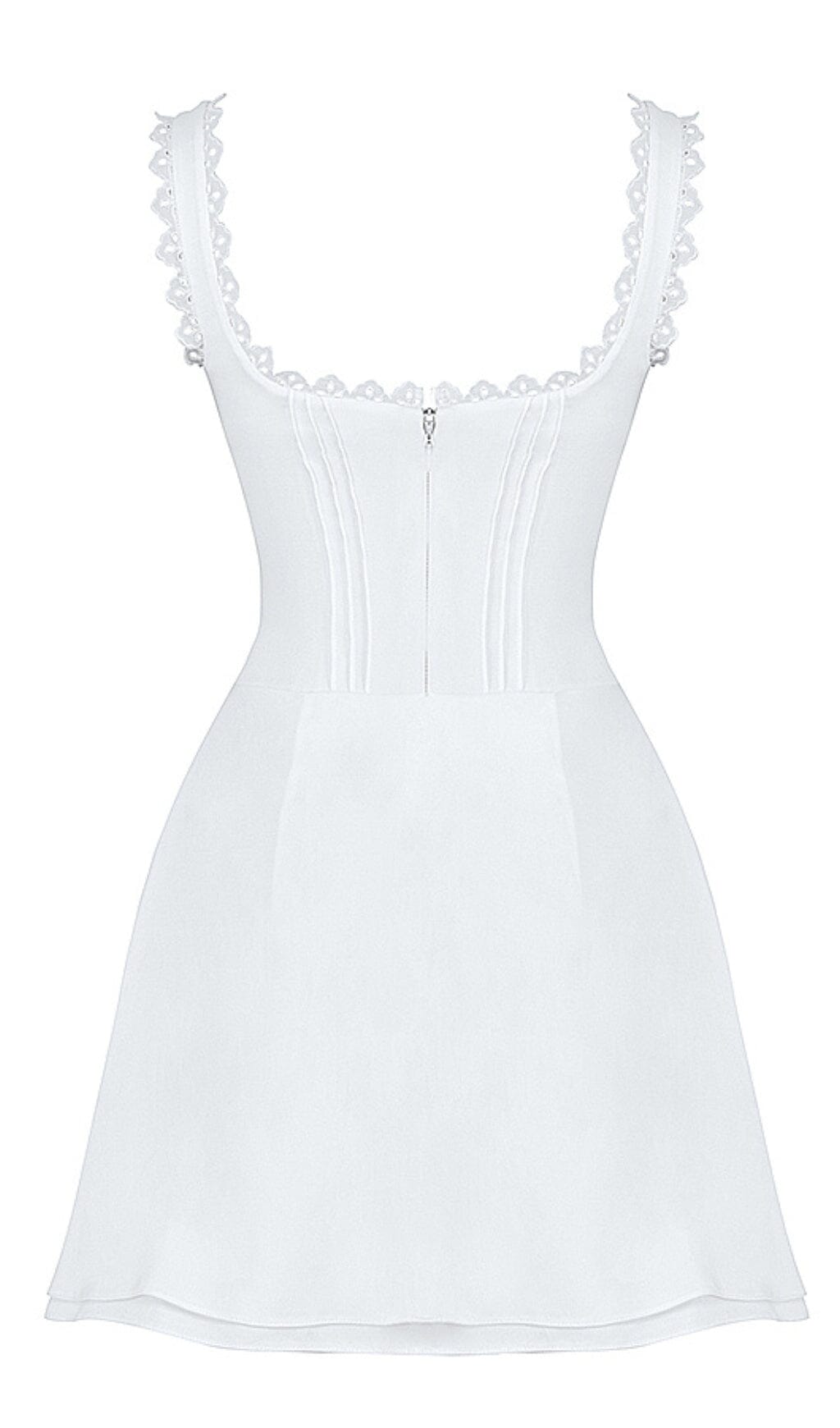 PIN TUCK MINI DRESS IN WHITE