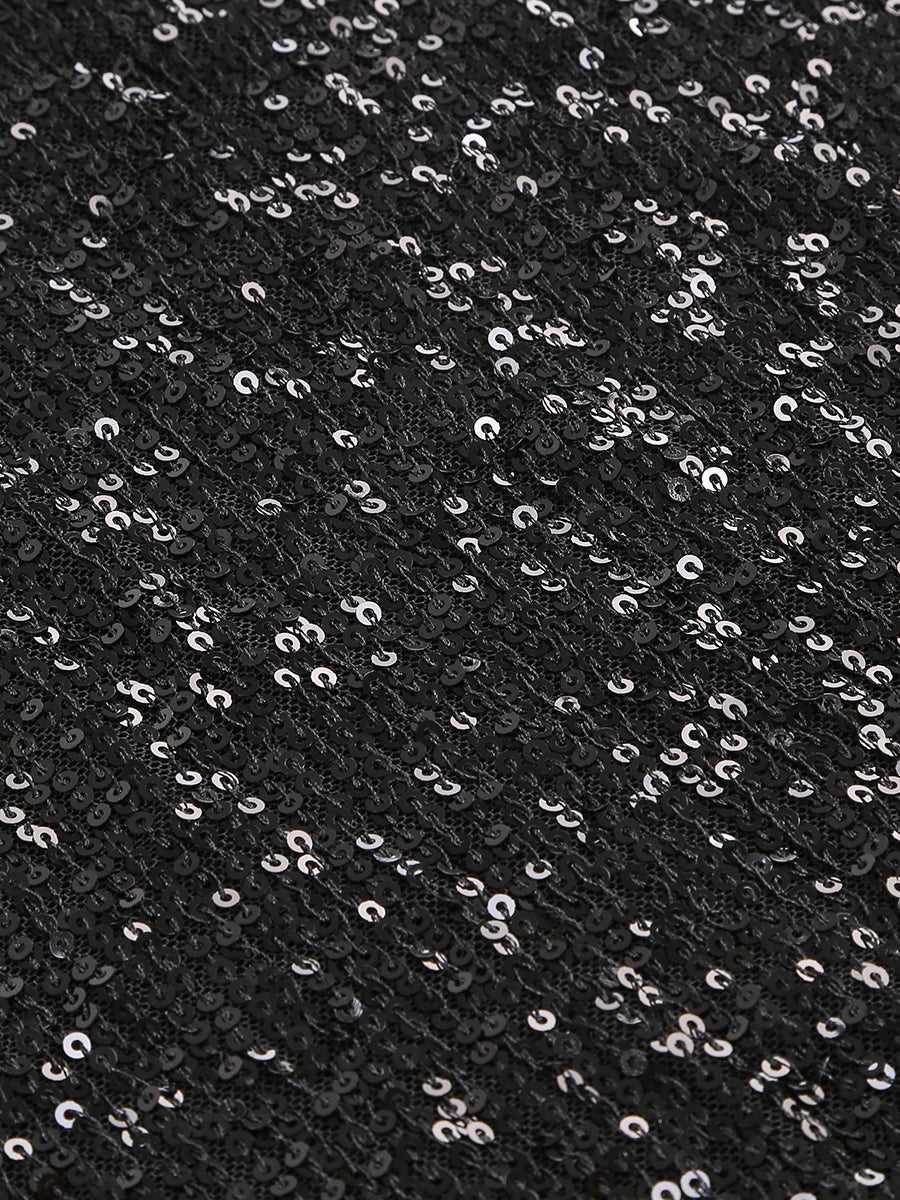 BLACK BODYCON FIT SEQUIN MAXI DRESS