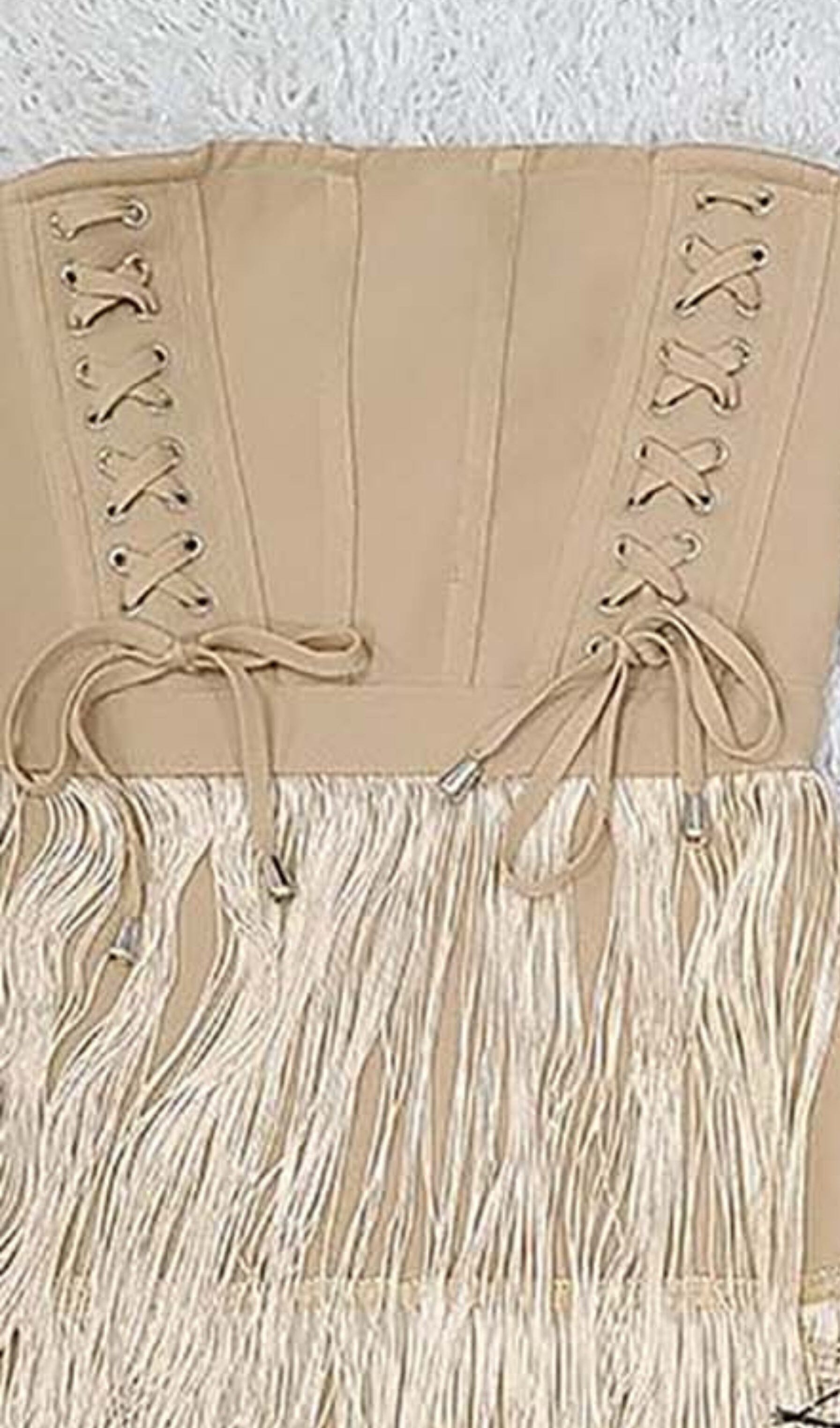 BANDEAU TASSEL MINI DRESS DRESS STYLE OF CB
