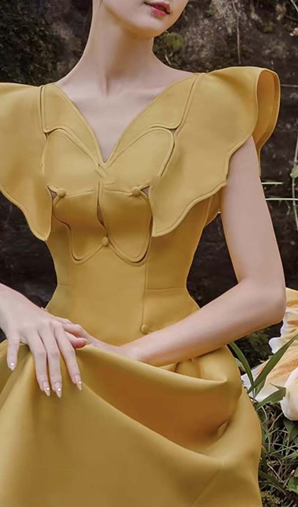 BUTTERFLY SLEEVE MIDI DRESS IN YELLOW DRESS sis label