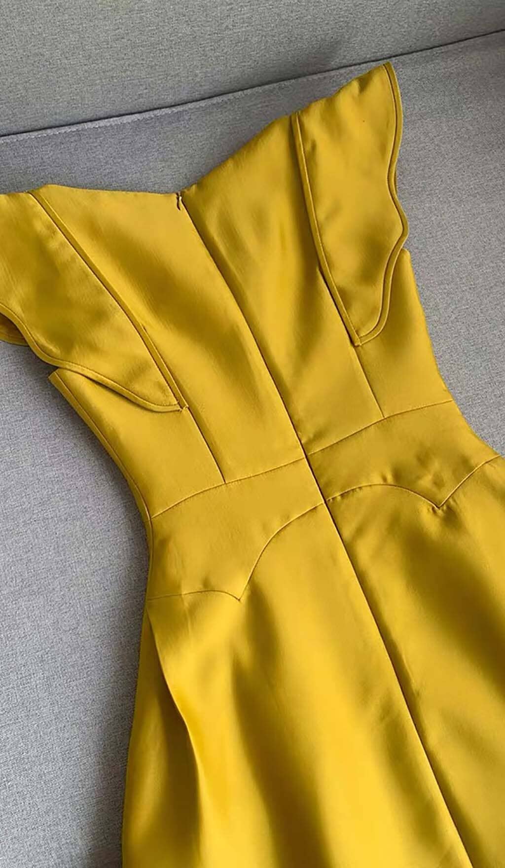 BUTTERFLY SLEEVE MIDI DRESS IN YELLOW DRESS sis label