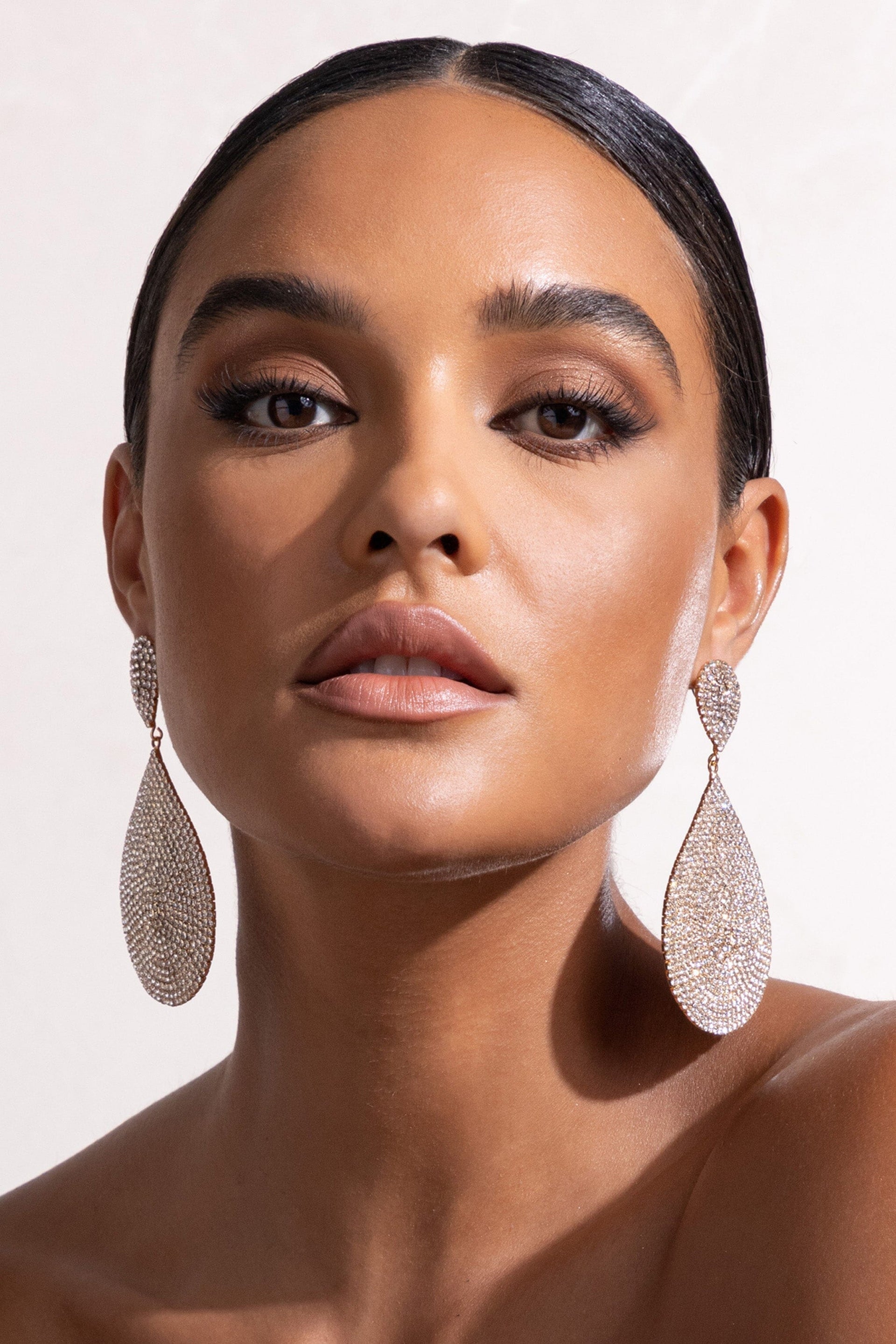 GOLD DIAMANTE STATEMENT TEARDROP EARRINGS JEWELLERY styleofcb
