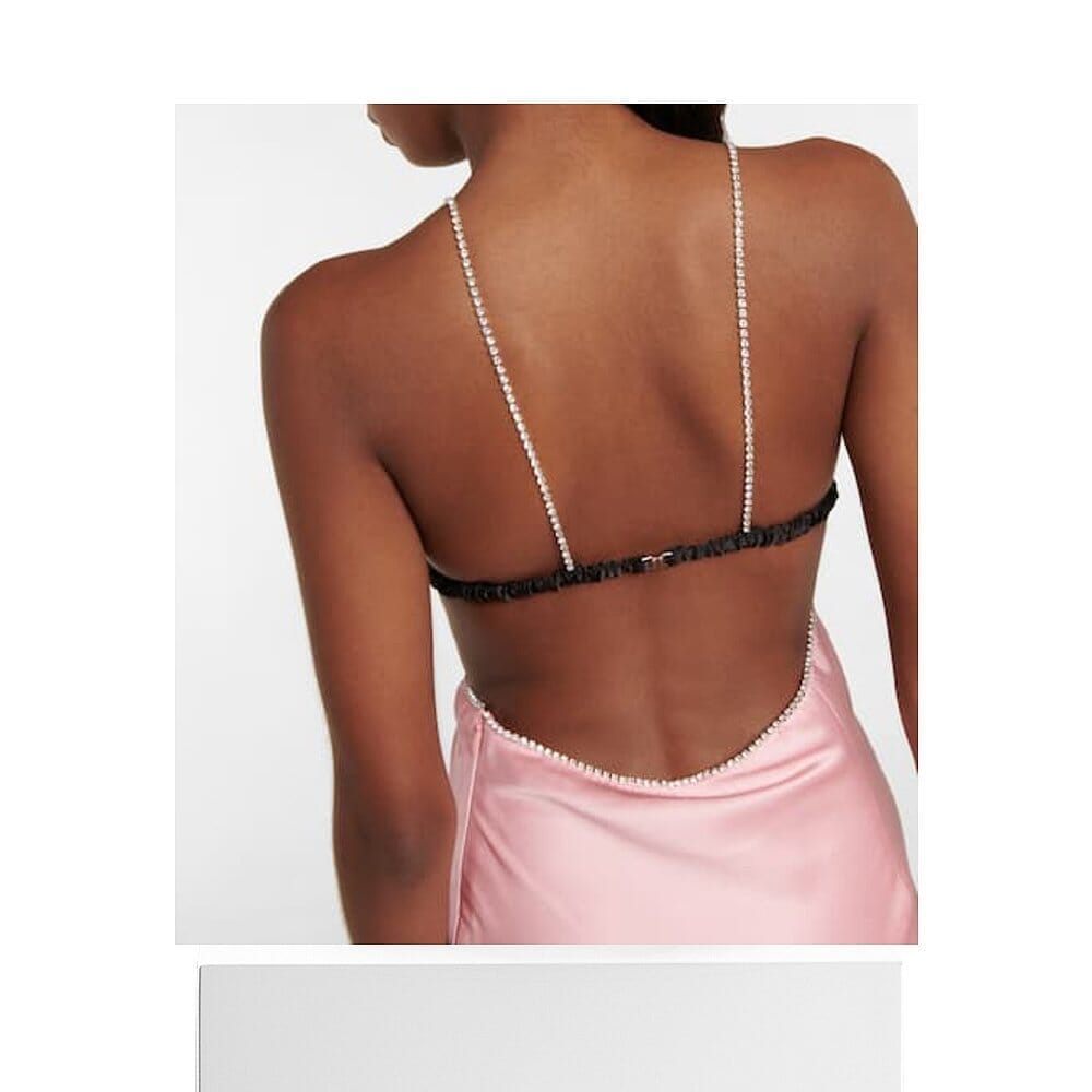 CRYSTAL-EMBELLISHED SLIP MIDI DRESS IN PINK DRESS STYLE OF CB