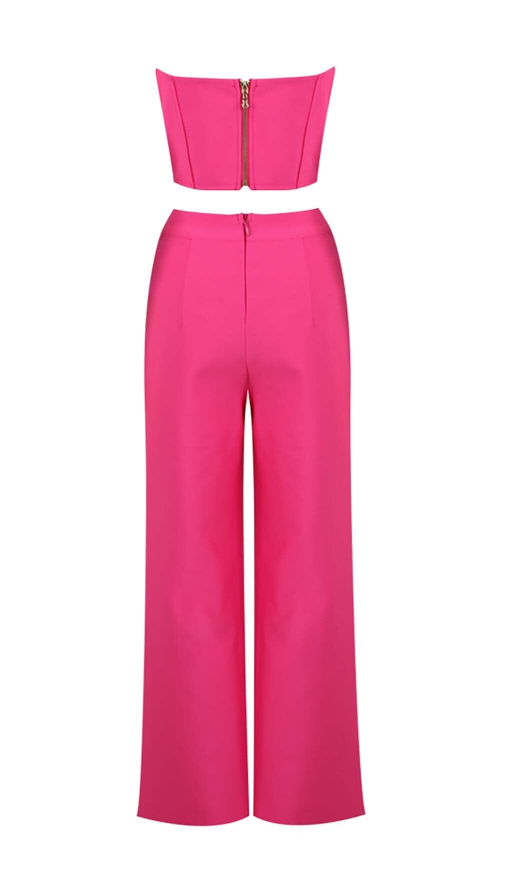 CRYSTAL STITCHED CUTOUT TWO PIECE SET IN PINK DRESS sis label