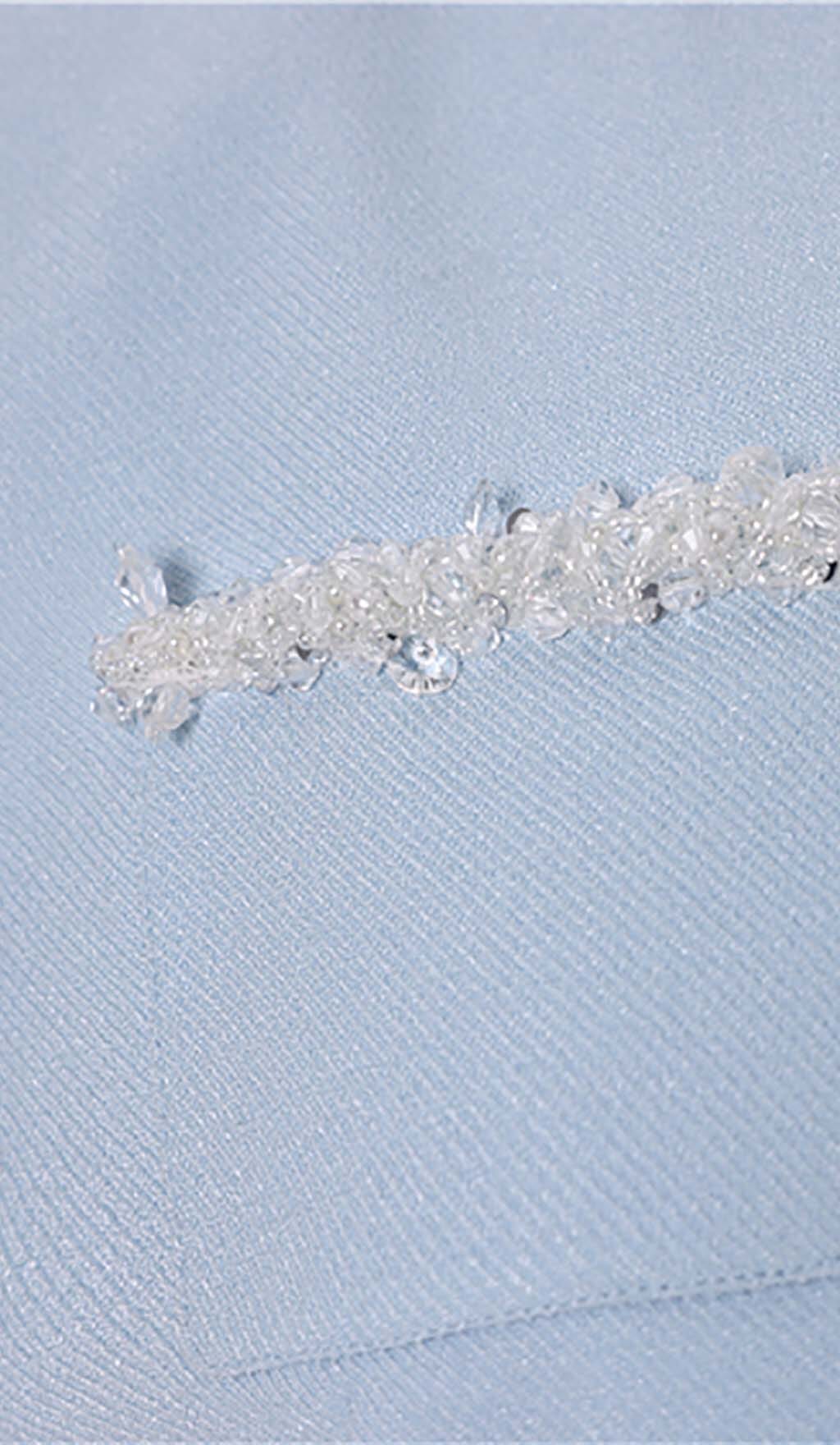 CRYSTAL TRIM TWO PIECE SET IN SKY BLUE DRESS STYLE OF CB