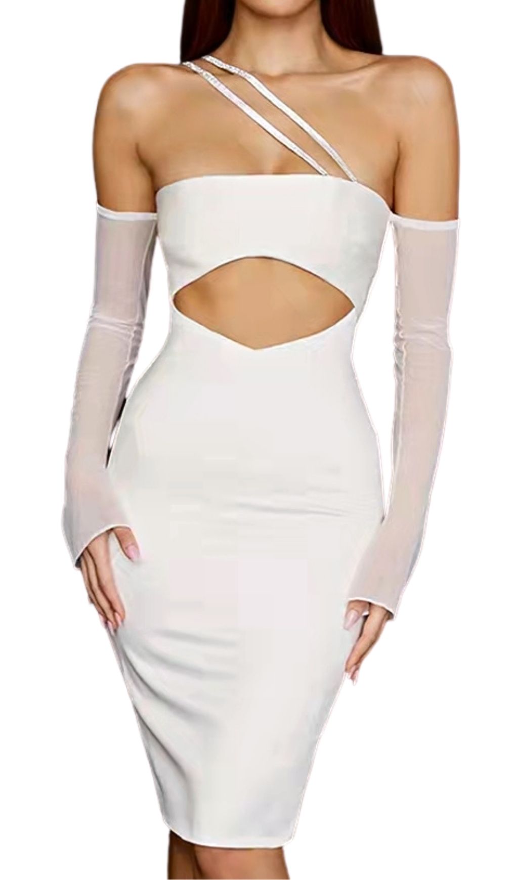 CUT OUT BODYCON MIDI DRESS IN IVORY Dresses styleofcb