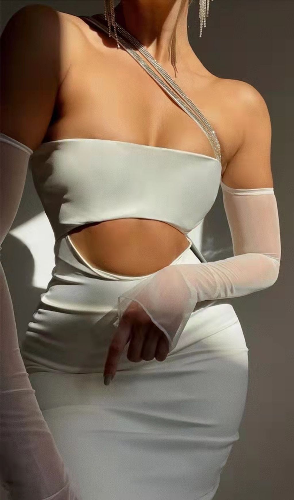 CUT OUT BODYCON MIDI DRESS IN IVORY Dresses styleofcb
