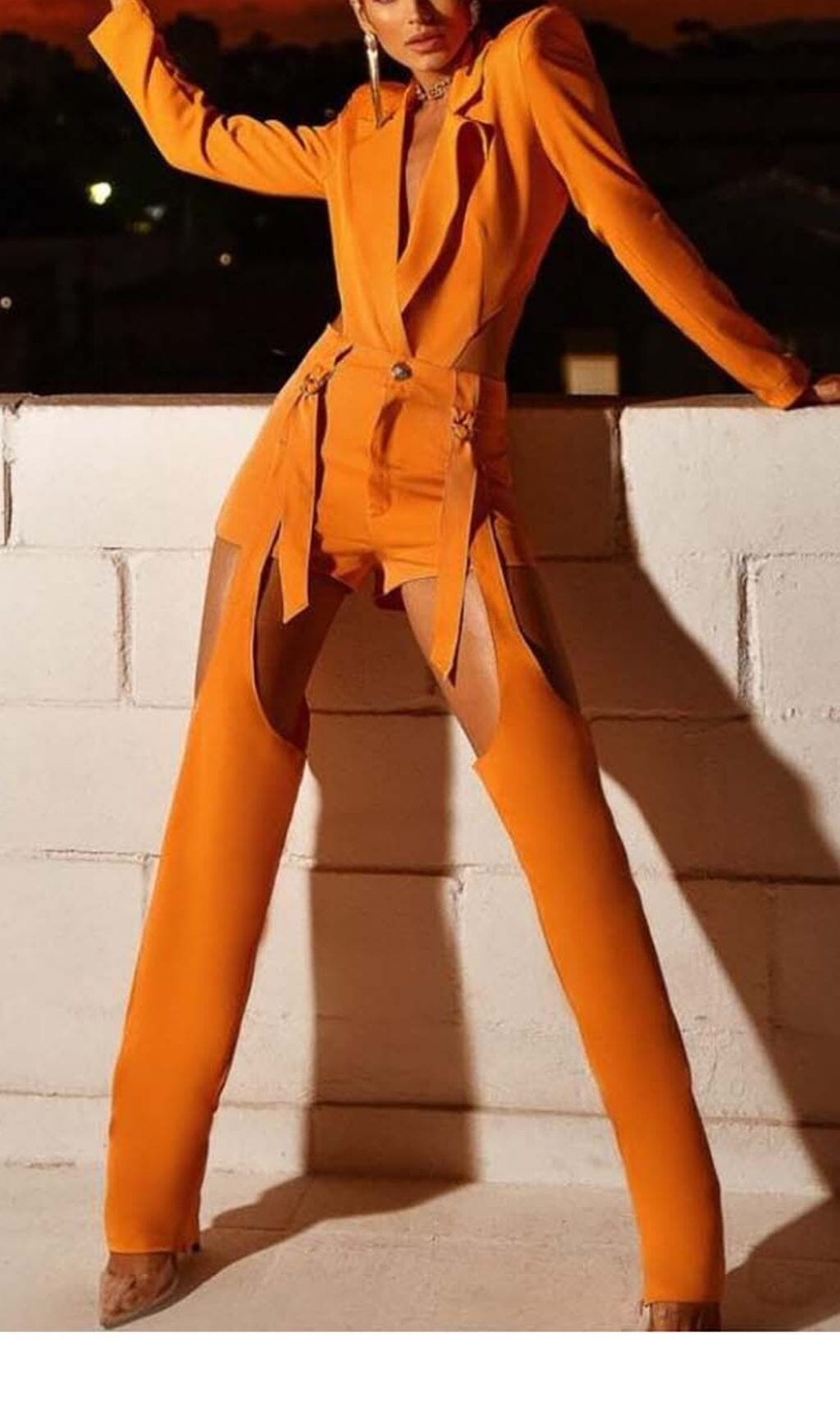 CUTOUT BACKLESS THREE PIECE SET IN ORANGE DRESS STYLE OF CB