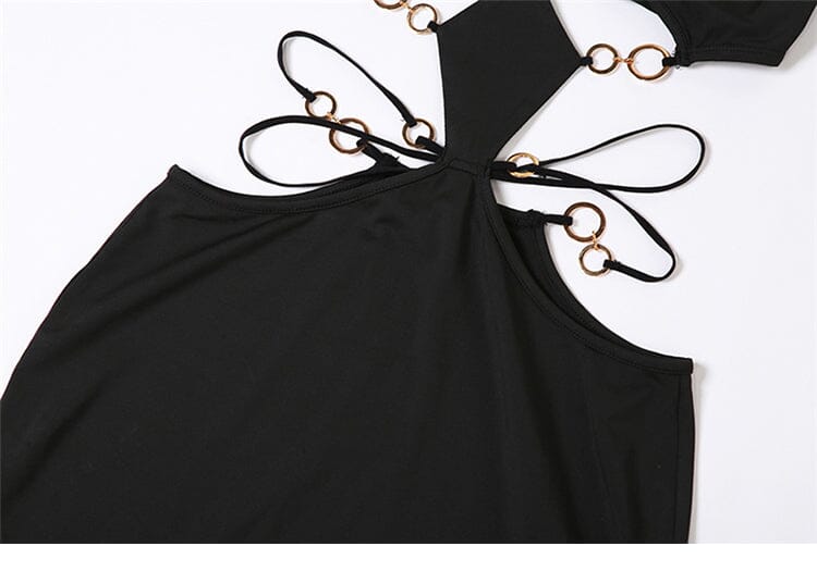 CUTOUT CHAIN MAXI DRESS IN BLACK DRESS STYLE OF CB