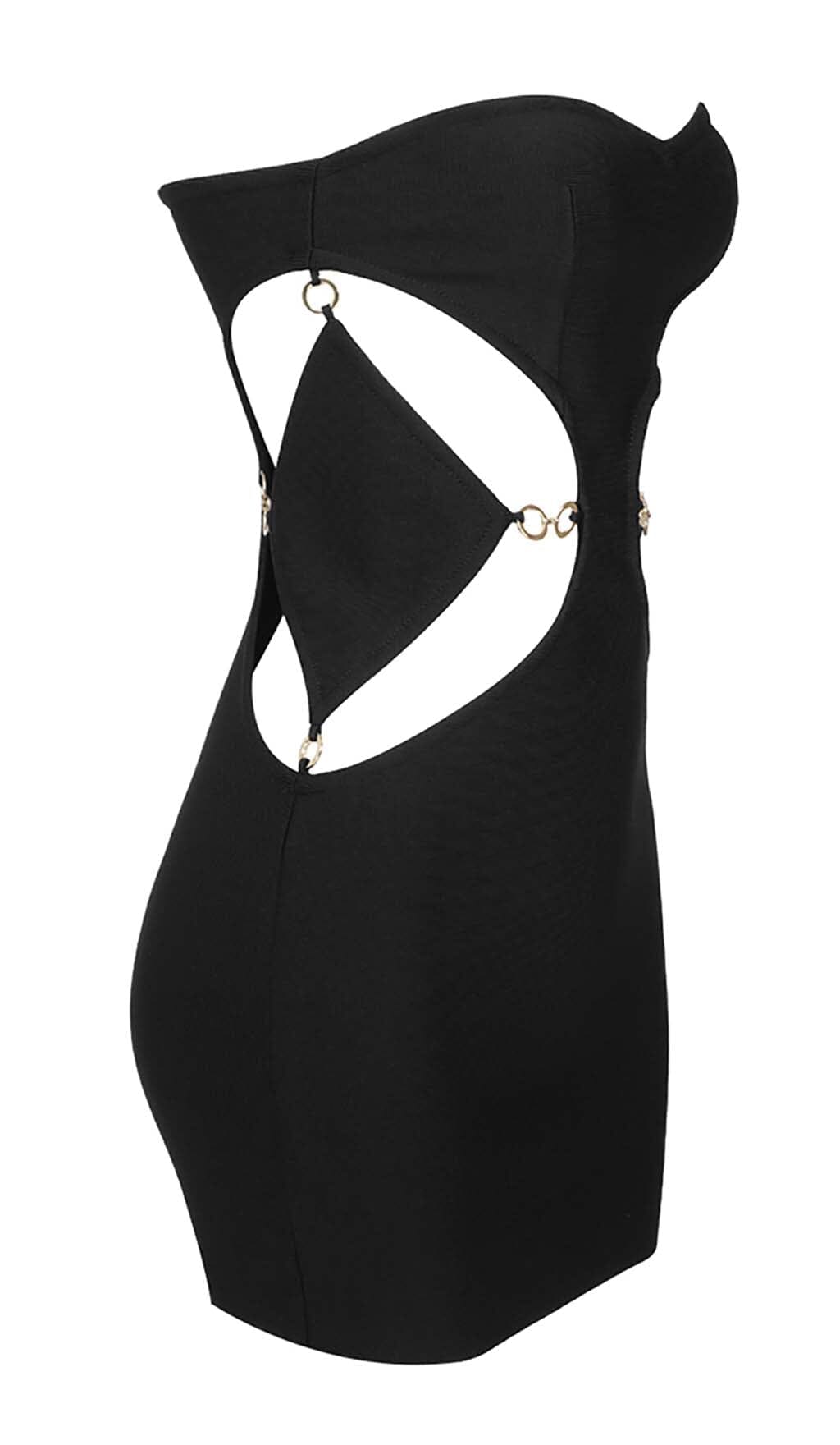 CUTOUT SWEATHEART NECKLINE MINI DRESS IN BLACK DRESS styleofcb