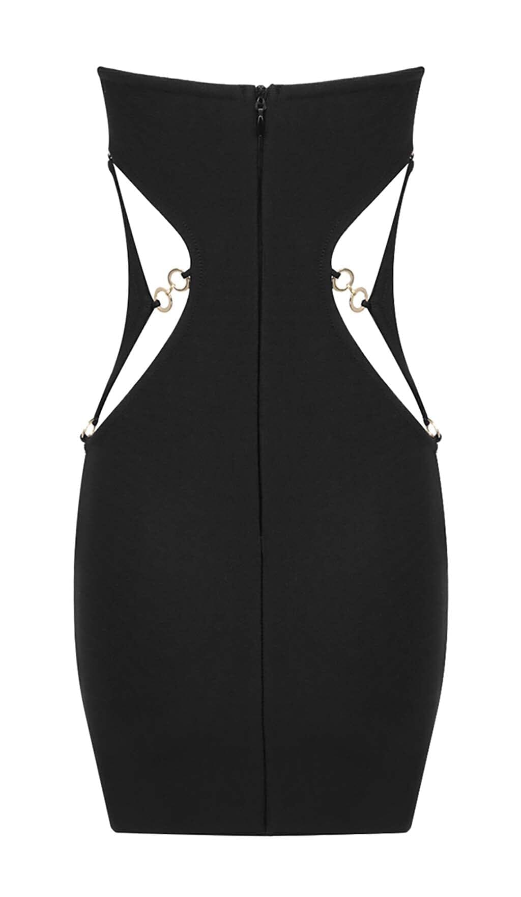 CUTOUT SWEATHEART NECKLINE MINI DRESS IN BLACK DRESS styleofcb