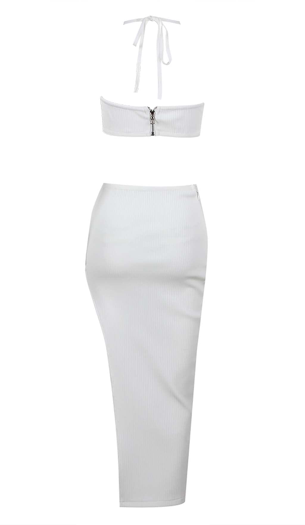 EMBELLISHED TOP WITH HIGH-LOW DRESS IN WHITE DRESS sis label