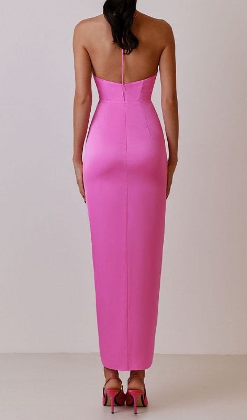FLORAL EMBELLISHED SLIT MIDI DRESS IN PINK