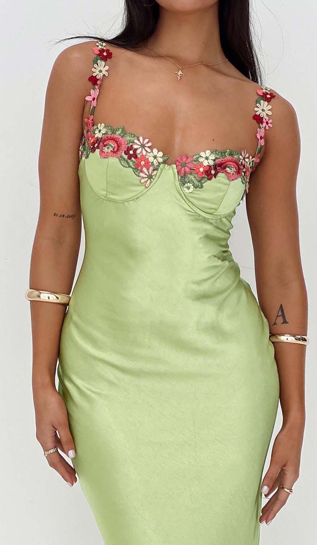 FLORAL STRAP SATIN MINI DRESS DRESS STYLE OF CB