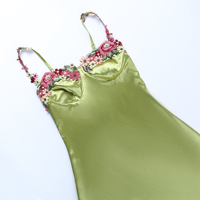 FLORAL STRAP SATIN MINI DRESS DRESS STYLE OF CB