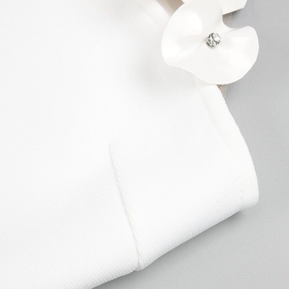 FLOWER-EMBELLISHED MIDI DRESS IN WHITE DRESS sis label