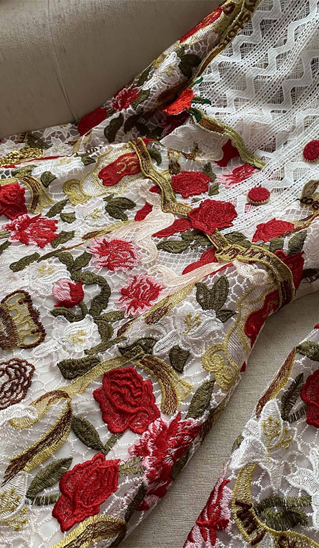 FLOWER EMBROIDERY THREADWORK MINI DRESS IN RED DRESS STYLE OF CB