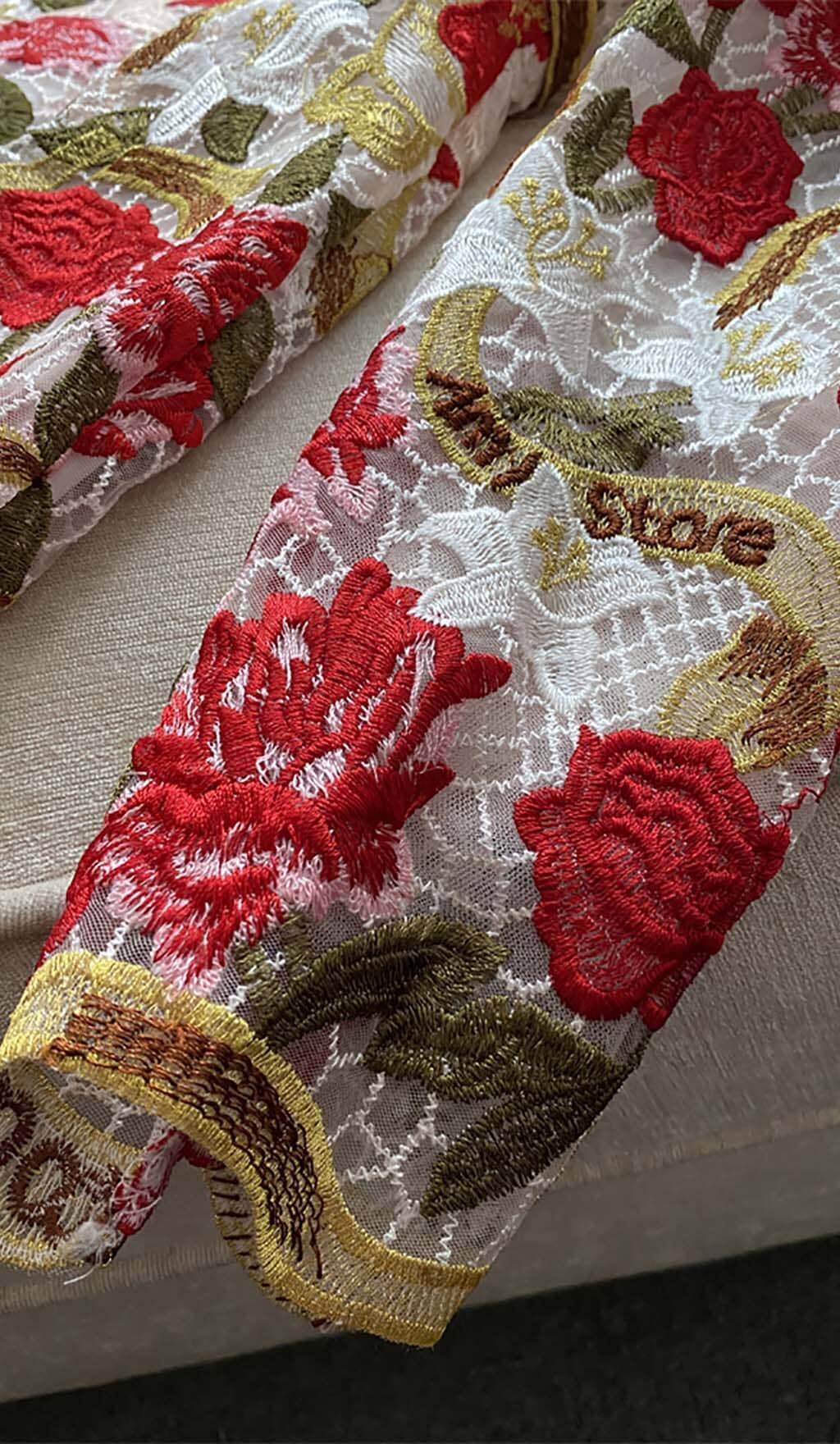 FLOWER EMBROIDERY THREADWORK MINI DRESS IN RED DRESS STYLE OF CB