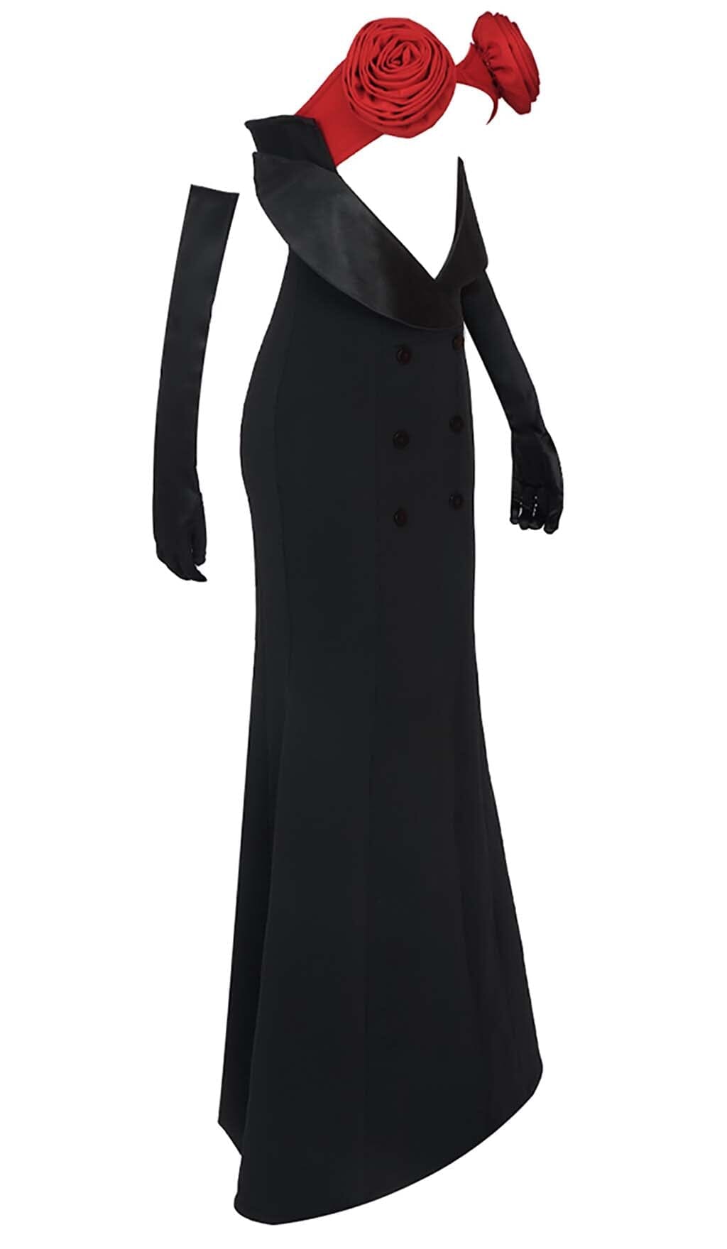 FLOWER STITCHING MAXI DRESS IN BLACK DRESS sis label