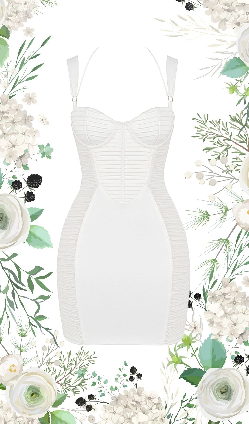 IVORY PLEATED STAIN MINI DRESS styleofcb