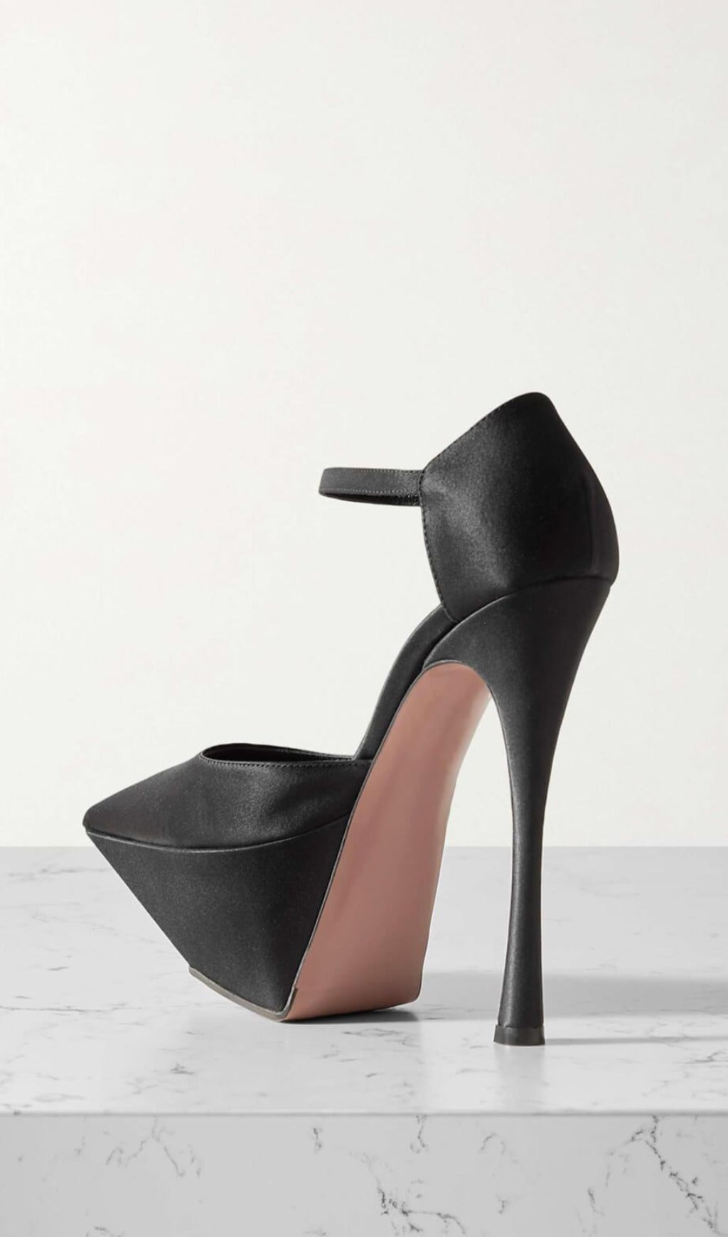 SATIN PLATFORM PUMPS IN BLACK