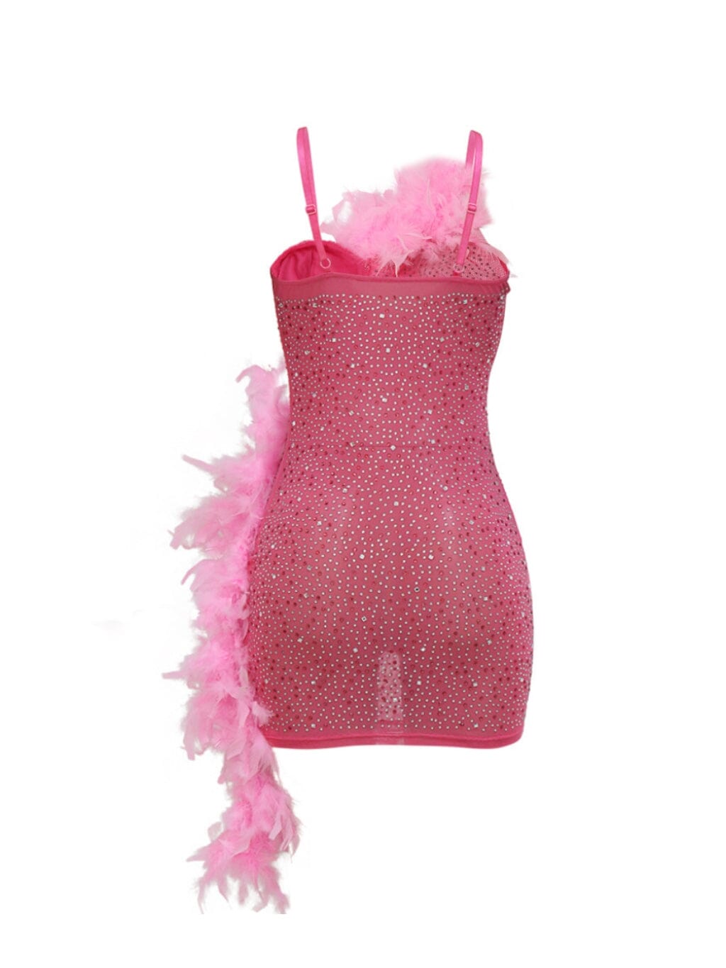 ASYMMETRIC FEATHER EMBELLISHED MINI DRESS Dresses styleofcb