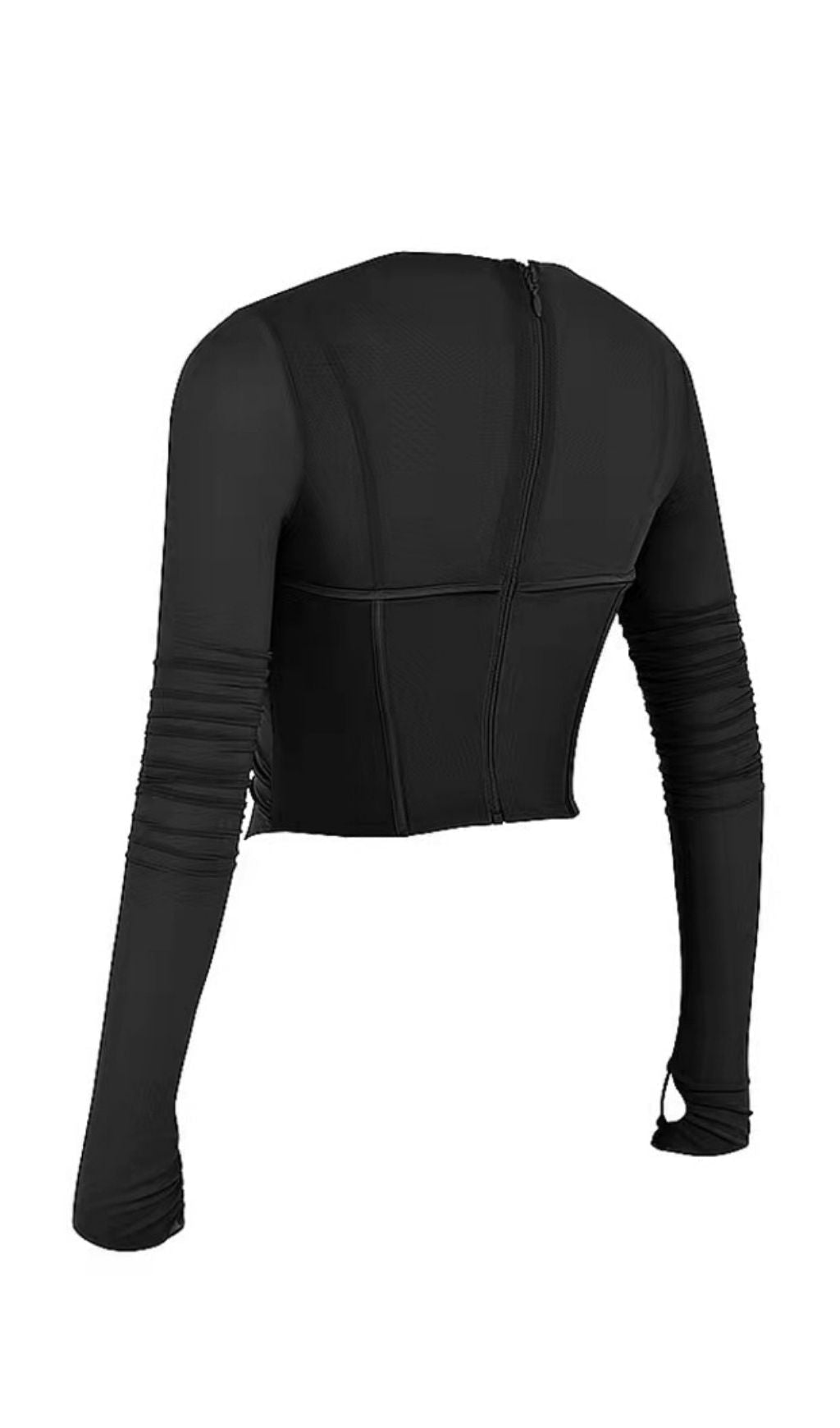 LONG SLEEVE CORSET TOP IN BLACK Shirts & Tops styleofcb